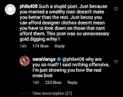 Sarah Langa hit back at the criticism. 