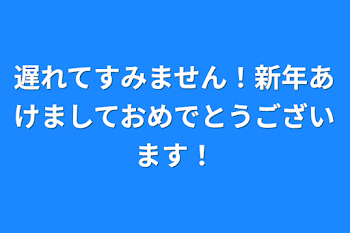 遅れてすみません！新年あけましておめでとうございます！