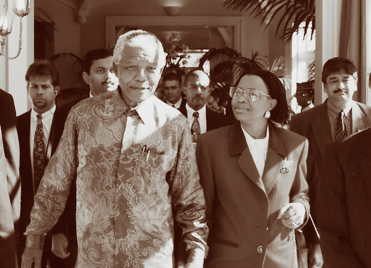 Nelson Mandela and Graça Machel at the opening of the Table Bay Hotel in Cape Town in 1997.