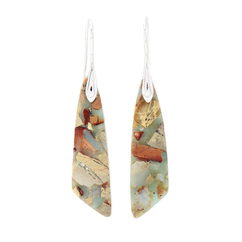 Boucles d'oreilles pendantes géométriques Bohemian Emperor Stone – Un style bohème chic et intemporel. Affirmez votre personnalité.