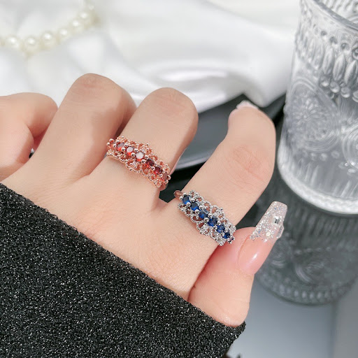 Title 4, Retro Gang Drill Colored Gems Ring Fashion, a s...