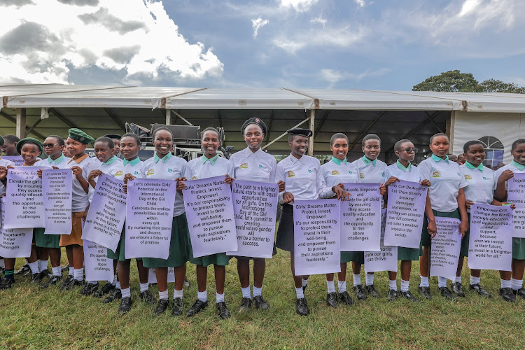 Students in Kericho during the International Day of the Girl Child on October 11, 2023