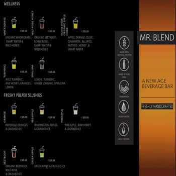 Mr. Blend - New Age Beverage bar menu 