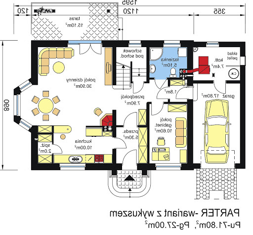 BW-17 wariant - Rzut parteru - propozycja adaptacji - wersja z wykuszem