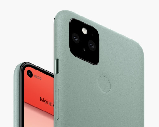 Two pixel phones showing the front and back of the device.