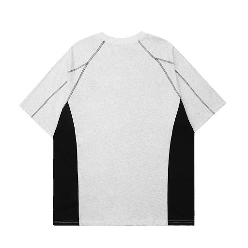 Title 7, Mens Letter Print Color Contrast Patchwork T-s...