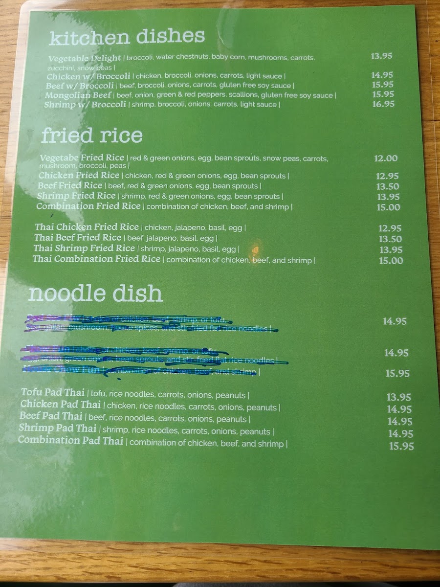 Wasabi Restaurant & Bar gluten-free menu