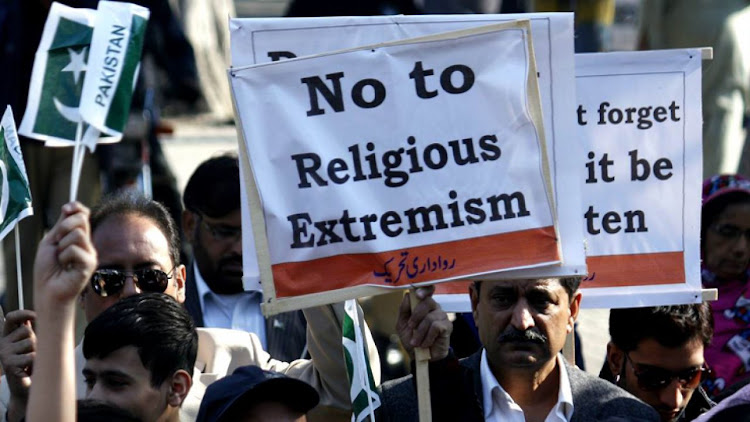 Protest against religious extremism.