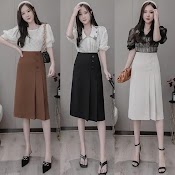 Chân Váy Công Sở Dài Qua Gối Midi Siêu Xinh