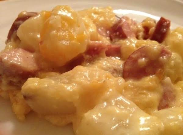 Cheesy Kielbasa Potato Casserole Recipe | Just A Pinch Recipes