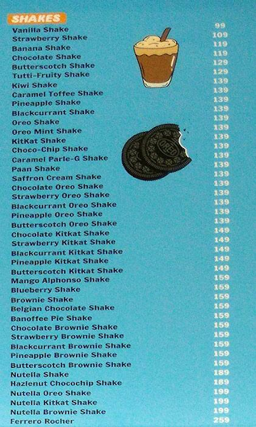 Let's Shake 'N' Waffle menu 