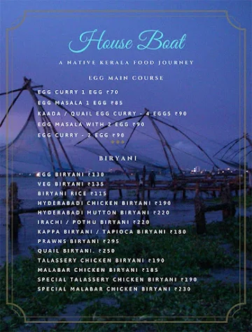 House Boat menu 