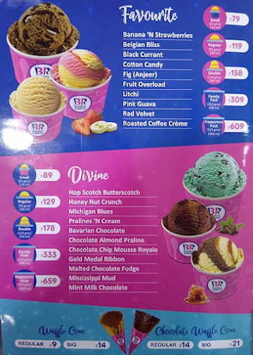 Baskin Robbins menu 