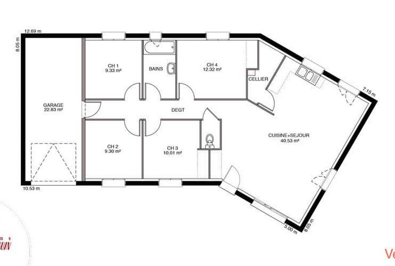  Vente Terrain + Maison - Terrain : 3 100m² - Maison : 112m² à La Chapelle-Gonaguet (24350) 