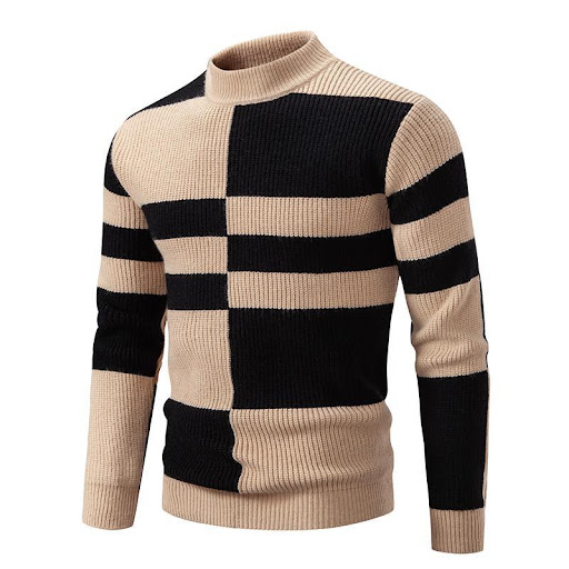 Title 3, Mens Half-high Collar Slim-fit Jumper Knitwear...