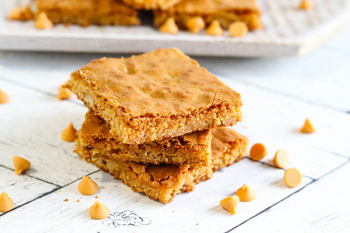 A stack of chewy Butterscotch Brownies.