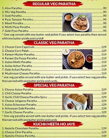 World Famous Paratha menu 