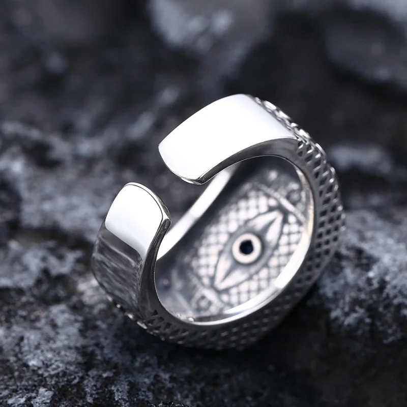 Bague œil en argent sterling 925 pour homme