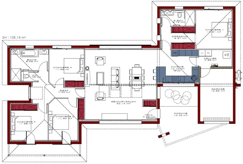  Vente Terrain + Maison - Terrain : 1 000m² - Maison : 137m² à Saint-Vincent-de-Tyrosse (40230) 