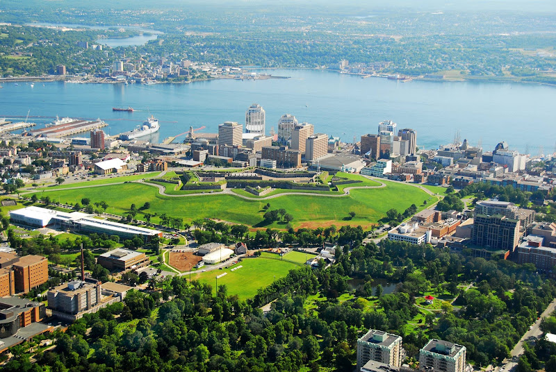 An aerial view of the Halifax waterfront. 