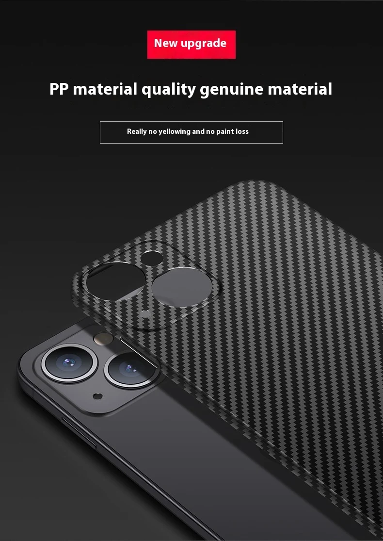 Capa de celular rígida ultrafina com textura de fibra de carbono aplicável. Proteção elegante, design premium, leve e durável.