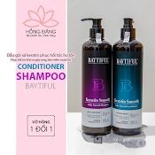 Dầu Gội Xả Cặp Phục Hồi Hư Tổn Khô Xơ Gãy Rụng Dưỡng Tóc Mượt Baytiful Keratin Smooth 500Ml Combo Chăm Sóc Tóc Nhuộm Uốn