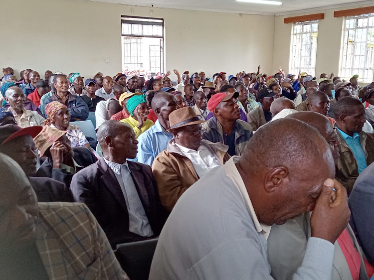 A section of Kirinyaga tea and coffee farmers during the Monday's public particpation.