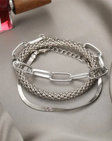 Bracelet multicouche avec chaîne en - 0