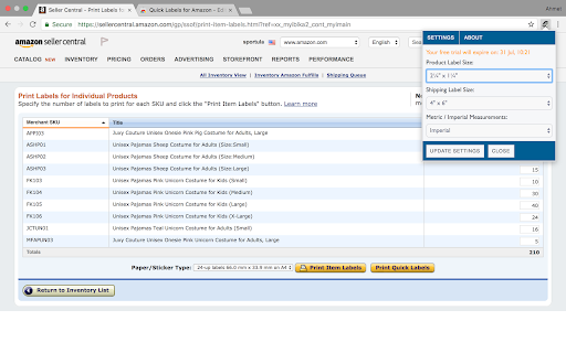 Quick Labels for Amazon