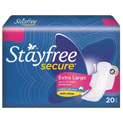 Stayfree Secure Xl Cottony Soft Cover Sanitary Pads With Wings - 20 pcs