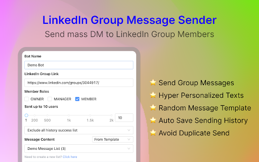 Group Message Sender for LinkedIn™️