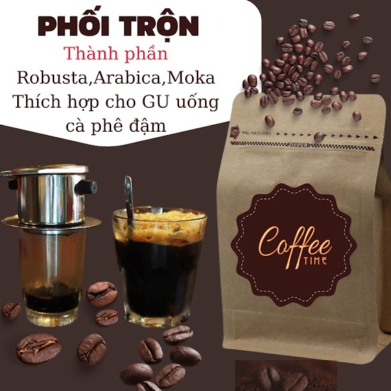 Cà Phê Mix Robusta - Arabica - Moka Đắk Lắk - Cafe Rang Mộc Nguyên Chất Pha Phin, Cafe Trộn Nguyên Chất 500G