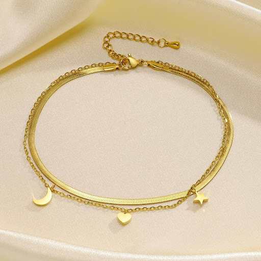 Title 6, Womens Stainless Steel Double-layer Hollow Hea...