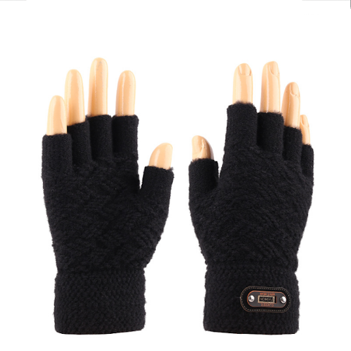 Title 1, Mens Warm Knitted Half-Finger Gloves with Touc...