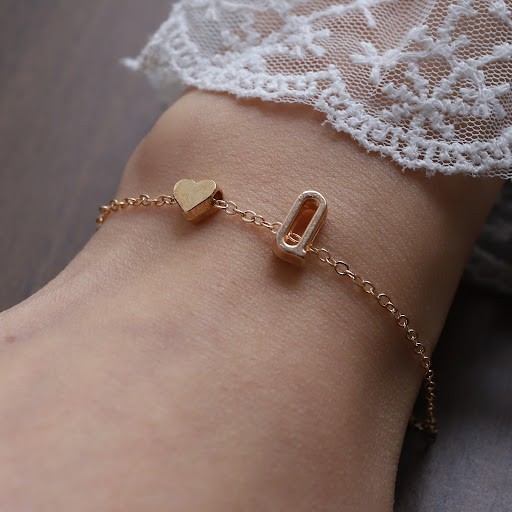 Title 16, English Letter Heart Bracelet Alloy, Graceful P...
