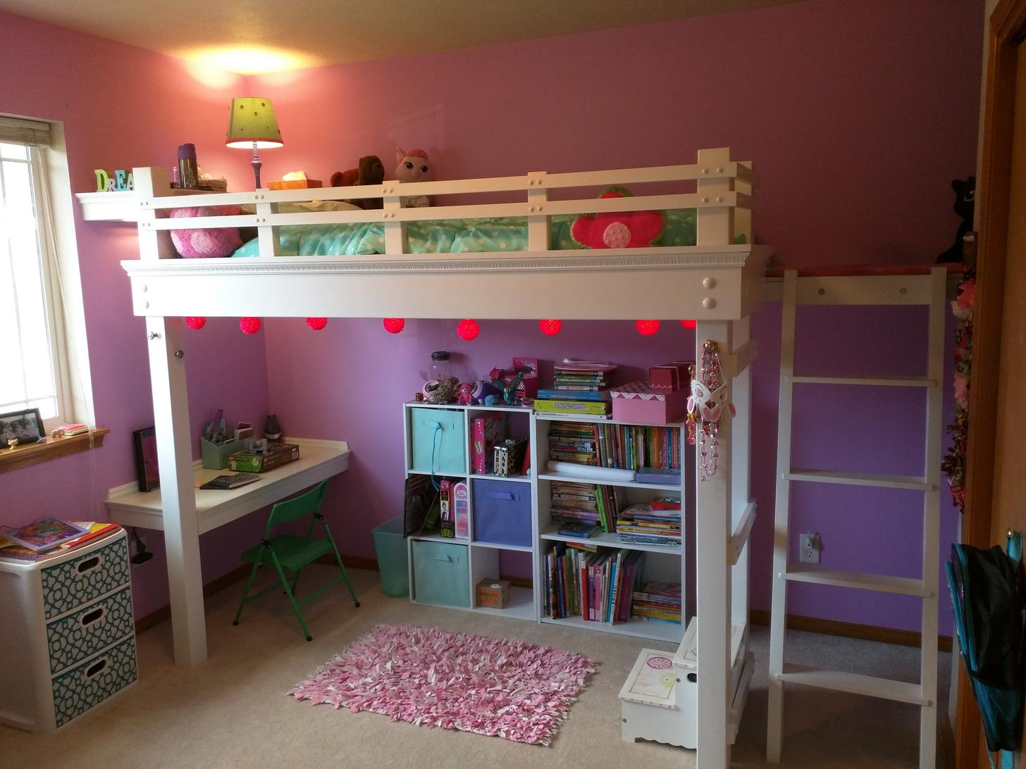 Loft bed with mini library for reading