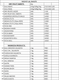 Radhey Lal Sweets menu 1