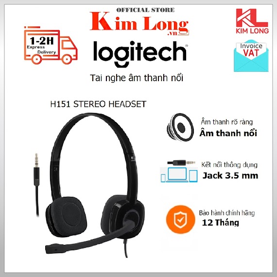 Tai Nghe Logitech H151 Chụp Tai Âm Thanh Nổi, Có Nút Điều Khiển (1 Giắc 3.5) - Bảo Hành 1 Năm