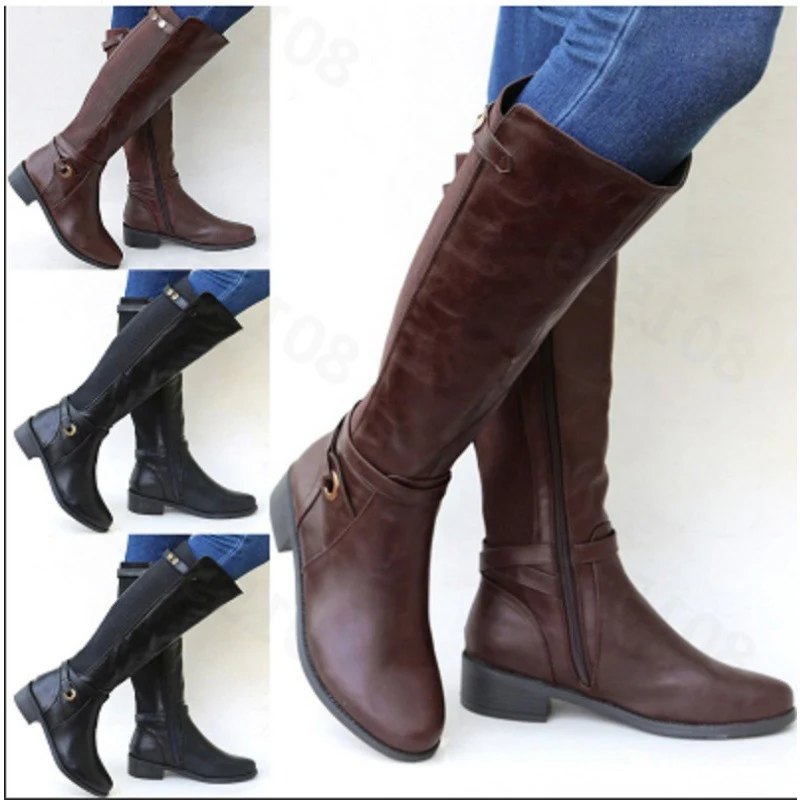 Plus size lange tube dames laarzen met chunky hak. Perfecte pasvorm en stijlvol comfort voor dagelijks gebruik.