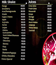 Fresco Juice Cafe menu 1