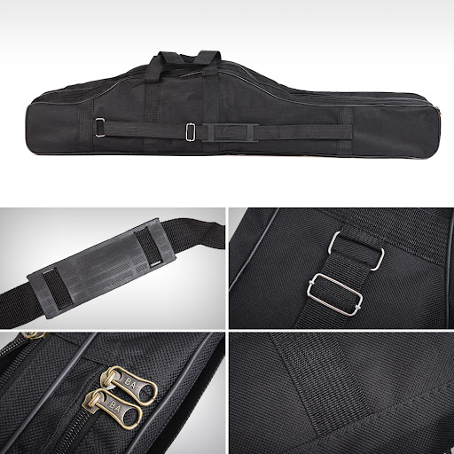 Title 6, Foldable pot belly fishing rod bag for convenie...