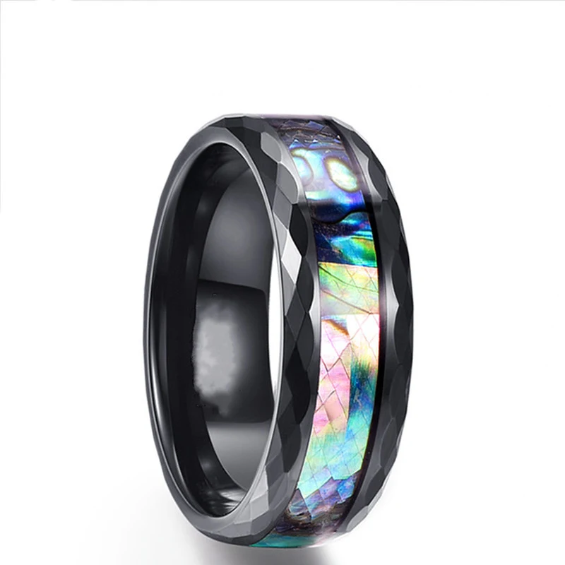 Inlaid shell men's ring, a natural and elegant statement piece. This unique ring adds sophisticated style, perfect for e