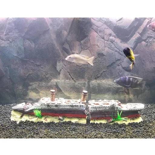 1 Piece Aquarium Titanic Shipwreck 38cm Resin Aquarium Fish Tank Ornament Wreckage Ship Cruises Landscaping Decoration