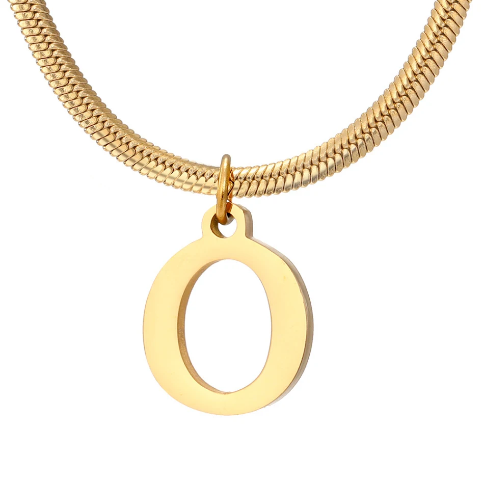 Collana con pendente lettera A-Z minimalista da donna Acciaio inossidabile Colore oro Catene a serpente Gioielli Regalo di compleanno