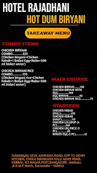 Hotel Rajadhani Hot Dum Biryani menu 1