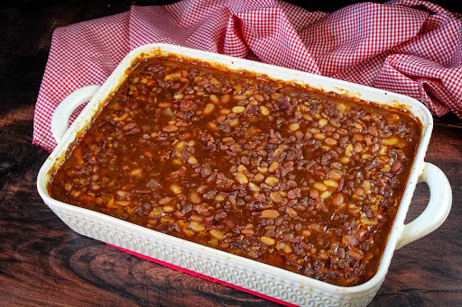 Brian's Favorite Cowboy Beans ready to be served.