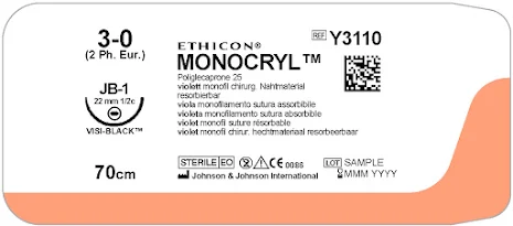 Monocryl 3/0 JB-1VB 70cm Y3110H