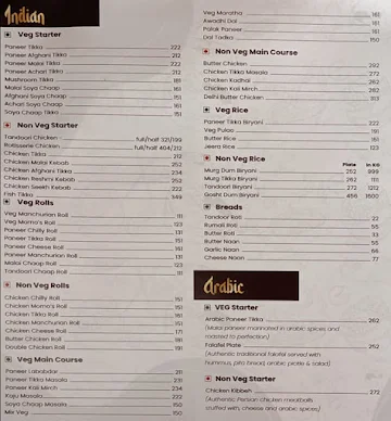 Zaffran's menu 