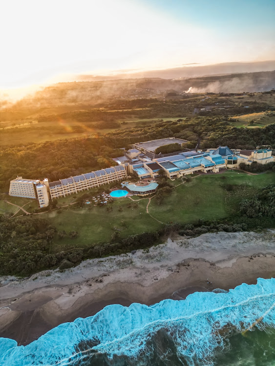 Aerial view of the Wild Coast Sun Luxury Beach Resort in Port Edward