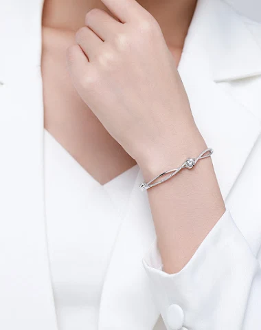 Bracciale in argento con cuore croc - 0